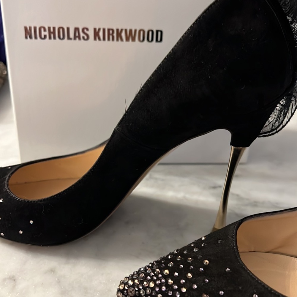 Nicholas Kirkwood black suede heels with Crystal details - Picture 6 of 11